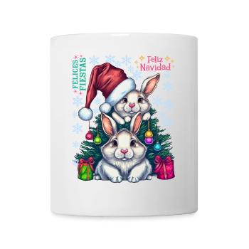 Festliche Osterhasen mit Weihnachtsmütze - Tasse - Weiß - Vorne