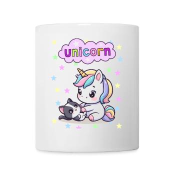 Entzückende Einhorn- und Katzenillustration - Tasse - Weiß - Vorne