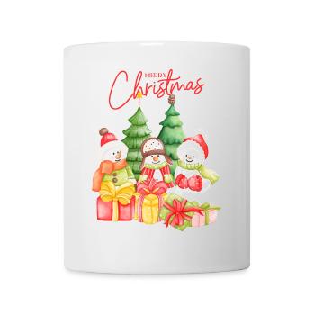 Festive Christmas Snowmen and Presents Design - Mug - white - Front