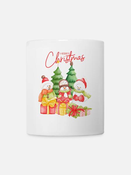 Bonhommes de neige festifs de Noël et cadeaux design - Mug blanc - blanc
