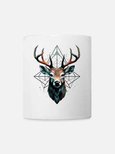 Cerf géométrique avec des motifs géométriques - Mug blanc - blanc