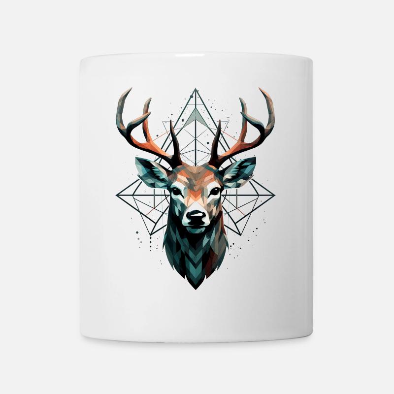Geometrischer Hirsch mit geometrischen Mustern - Tasse - Weiß