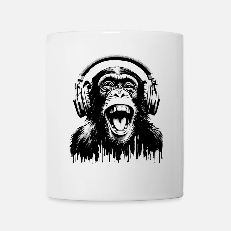 Music Monkey World 🎧 Affe mit Kopfhörern - Tasse - Weiß