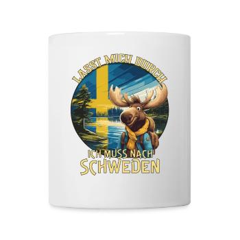 Schweden - lasst mich durch - Elch - Tasse - Weiß - Vorne