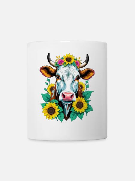 Kuh mit Sonnenblumen - Kop/krus - hvid