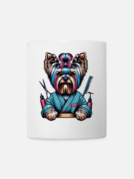 Yorkshire Terrier Friseurin - Tasse - Weiß