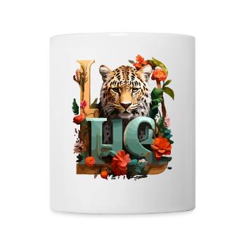 Tiger und Blumen Liebe - Tasse - Weiß - Vorne