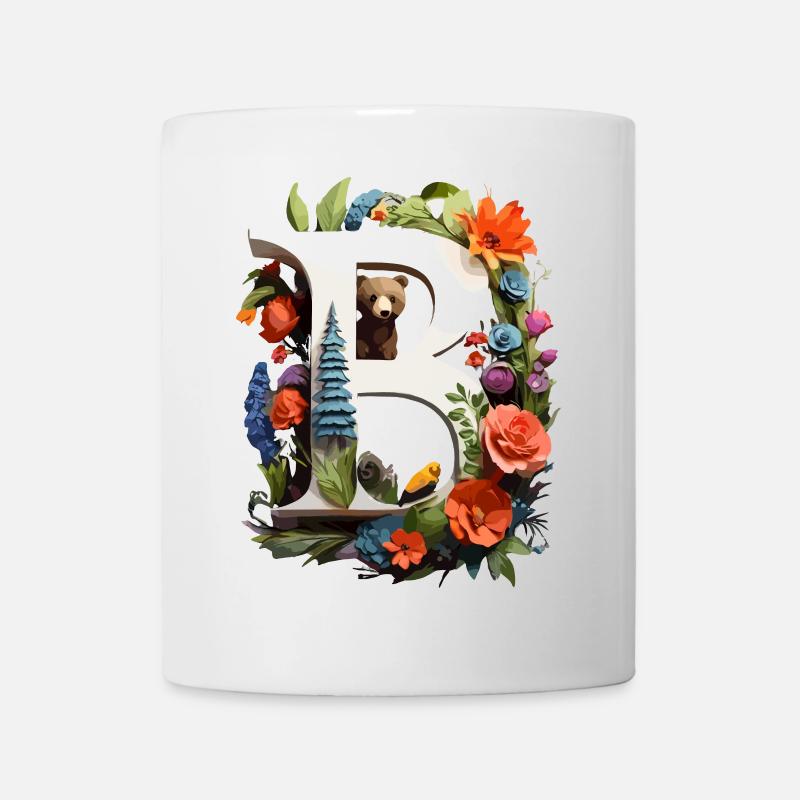 Frühlingsbauernhof Bär mit Blumen - Tasse - Weiß