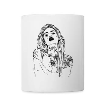 Tattoo Girl Line Art - Mug - white - Front