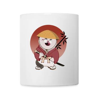 Batosai-Katze mit Strohhut und Narbe - Tasse - Weiß - Vorne