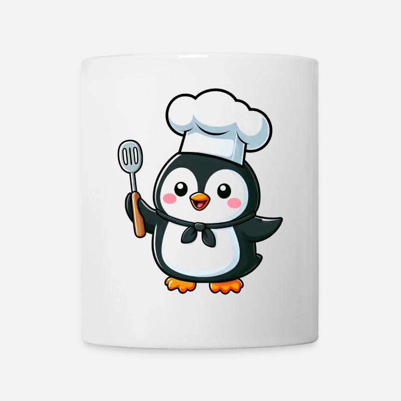 Süßer Pinguin Koch Cartoon Comic Design - Tasse - Weiß