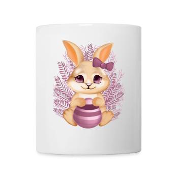 Un lapin mignon avec des fleurs – Illustration calme - Mug blanc - blanc - Devant