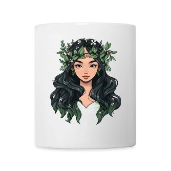 Portrait einer jungen Frau im Cartoon Stil - Tasse - Weiß - Vorne