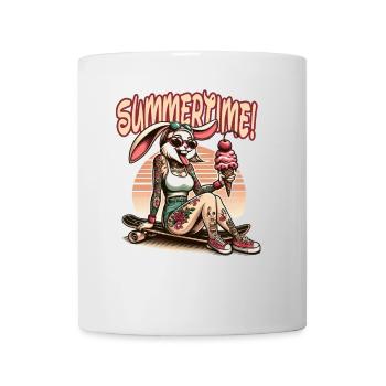 Summertime Bunny Tattoo Sneaker Glace Plage d’été - Mug blanc - blanc - Devant