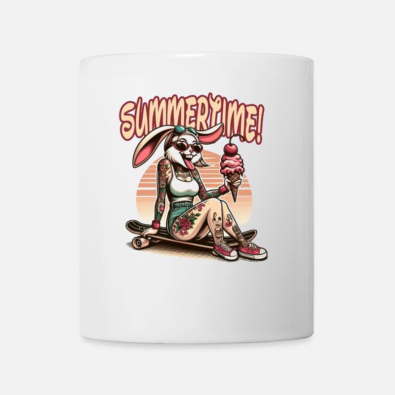 summertime hase tattoo sneaker eis sommer strand - Tasse - Weiß