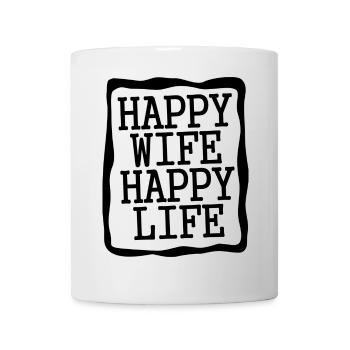 Happy Life lettering block - Mug - white - Front