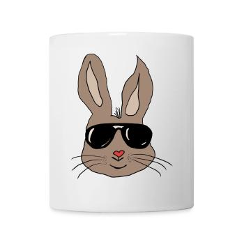 Hase mit Sonnenbrille Herznase - Tasse - Weiß - Vorne