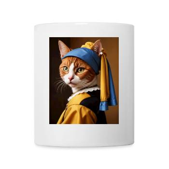Die Katze mit dem Perlenohrgehänge - Tasse - Weiß - Vorne