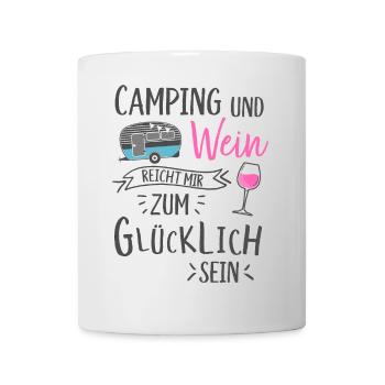 Camping und Wein Wohnwagen Camper Campingplatz - Tasse - Weiß - Vorne
