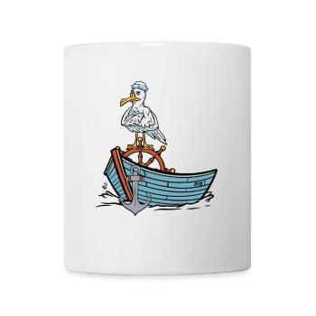Seagull Sailor Maritime Boat Sailor Ahoy - Mug - white - Front