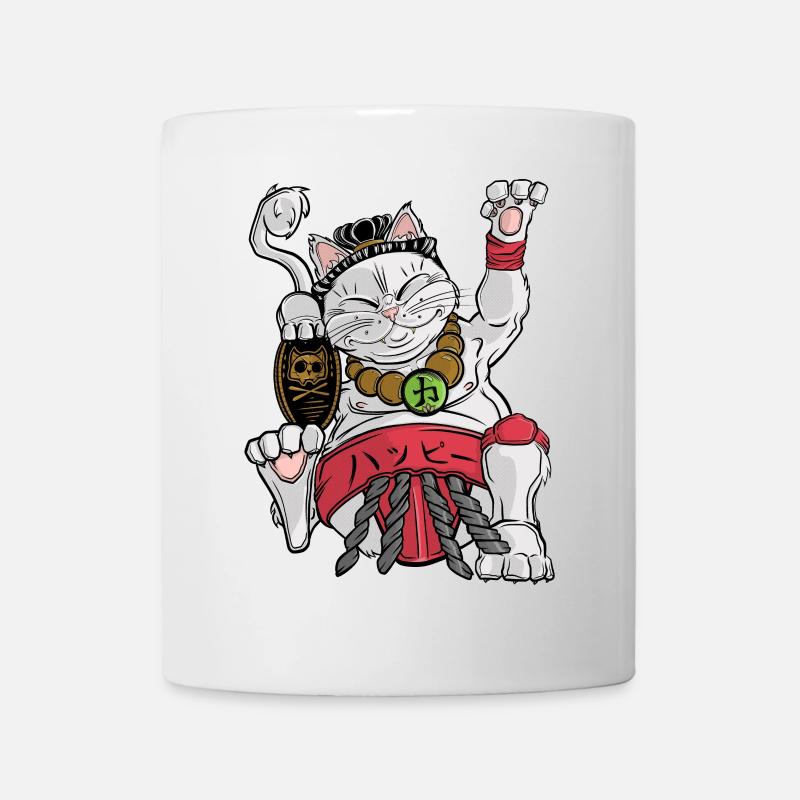 Maneki-neko Sumo - Tasse - Weiß