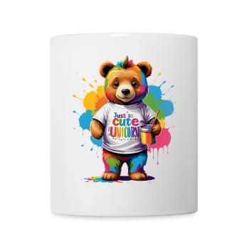 Tout aussi mignon que le dicton de l’ours arc-en-ciel licorne - Mug blanc - blanc - Devant