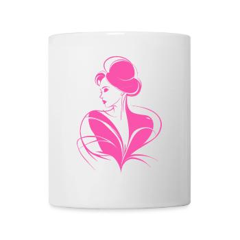 Elegant Pink Silhouette Fashionista Chic Art Shirt - Mug - white - Front