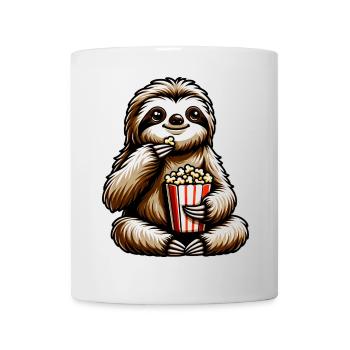 Faultier Popcorn Kino Filmabend - Tasse - Weiß - Vorne
