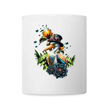 Pélican drôle avec chapeau steampunk - Mug blanc - blanc - Devant
