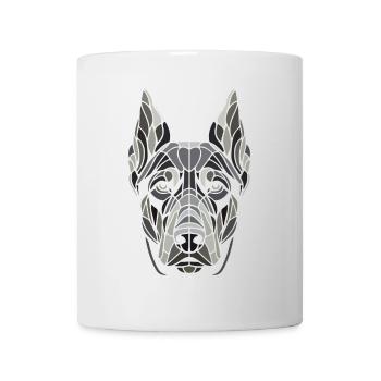 Geometric black and white Doberman dog head - Mug - white - Front