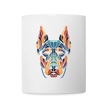 Doberman Dog Head Color Geometric Art - Mug - white - Front