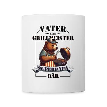 Vater & Grillmeister – Super Papa Bären - Tasse - Weiß - Vorne