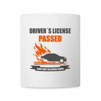 Driver's License Passed Funny Car FlamesT-Shirt - Mug - white - Front