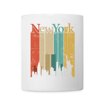 New York Skyline Retro Streifen - Tasse - Weiß - Vorne