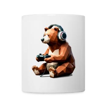 Gaming Bär Low Poly für Zocker und Bärfans - Tasse - Weiß - Vorne