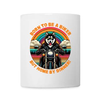 Geboren, um ein Biker zu sein: Husky Rider Adventure - Tasse - Weiß - Vorne
