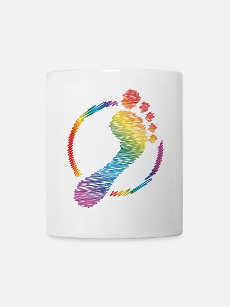 Regenbogen Fußabdruck rainbow footprint - Tasse - Weiß
