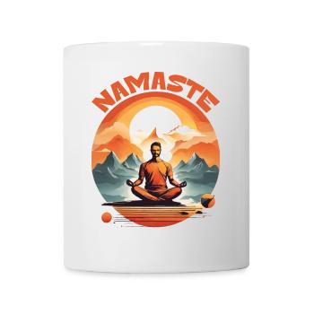 GELASSENHEIT INMITTEN VON GIPFELN: YOGA NAMASTE - Tasse - Weiß - Vorne