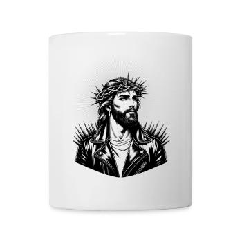 Jesus Christus mit stylischer Frisur & Lederjacke - Tasse - Weiß - Vorne