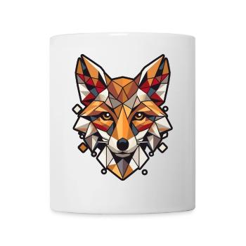 Motif polygonal coloré et géométrique de tête de renard - Mug blanc - blanc - Devant