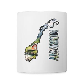 Aquarell Landkarte Norwegen - Tasse - Weiß - Vorne
