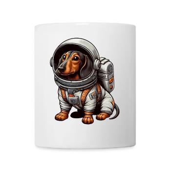Teckel mignon astronaute Science Fiction Espace - Mug blanc - blanc - Devant