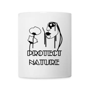 Natur schützen - Mohn- und Bienenporträt - Tasse - Weiß - Vorne
