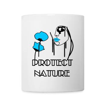 Protect Nature - Blue Poppy and Bee Portrait - Mug - white - Front