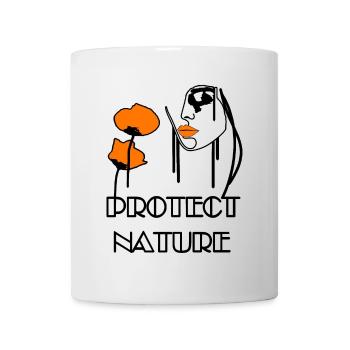 Protect Nature Portrait of orange poppies and bees - Mug - white - Front