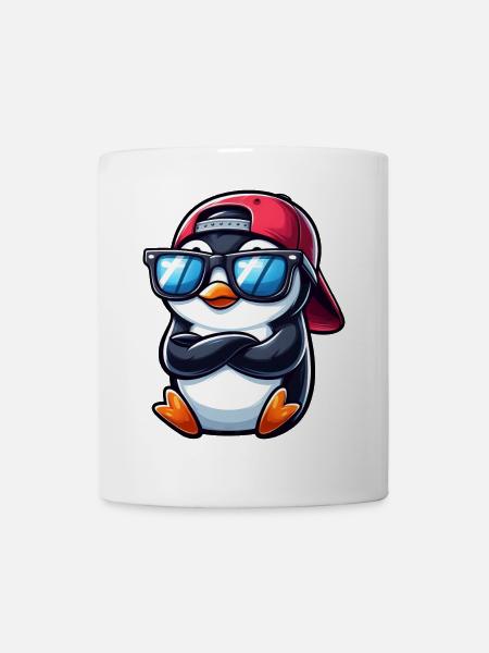 Cool Penguin with Sunglasses Cartoon 1 - Mug - white