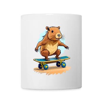 Ein Capybara fährt Skateboard - Tasse - Weiß - Vorne