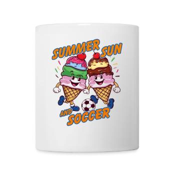 Sommer Sonne Fussball lachende kickende Eistüten - Tasse - Weiß - Vorne