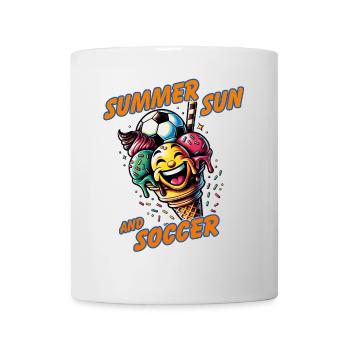 Sommer Sonne Fussball lachende Eistüte - Tasse - Weiß - Vorne