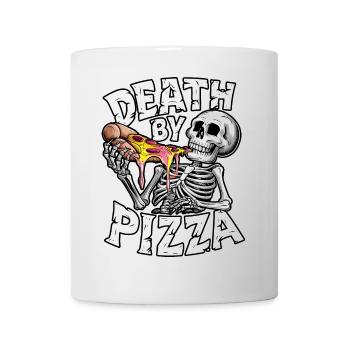 Squelette humoristique mangeant de la pizza Conception graphique - Mug blanc - blanc - Devant